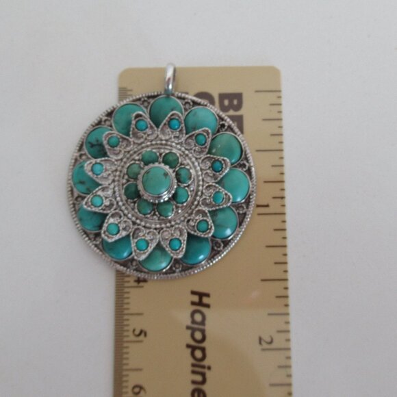 Vintage Estate Jewelry 925 Sterling Silver and Turquoise Pill Box Locket Pendant - Picture 9 of 12